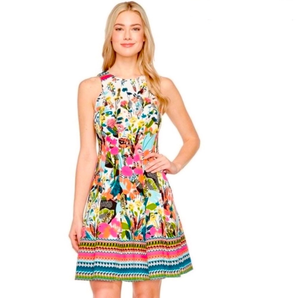 Floral Printed Bell Sleeve Dress, Maggy London – Fiesta Floral Fit & Flare Dress